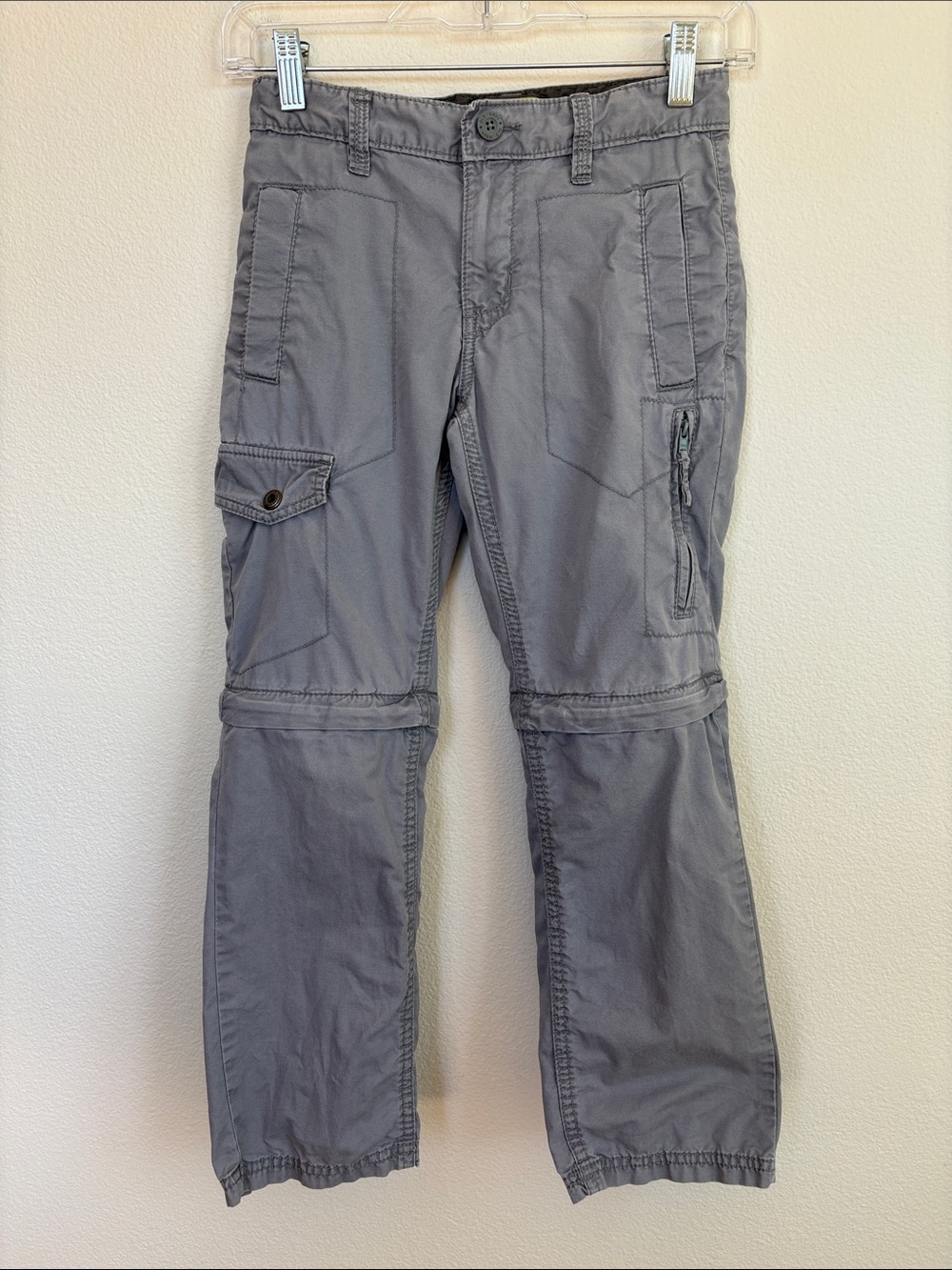 Old Navy Boys Straight Convertible Hiking Cargo Pants Size 8 Chrome Grey